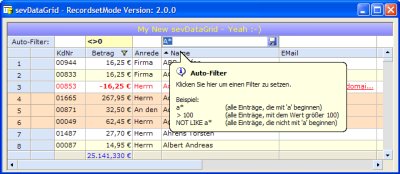 sevDataGrid v2.0 mit vielen neuen Funktionen