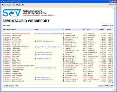 Integrierter WebReport mit Datengruppier-Funktion